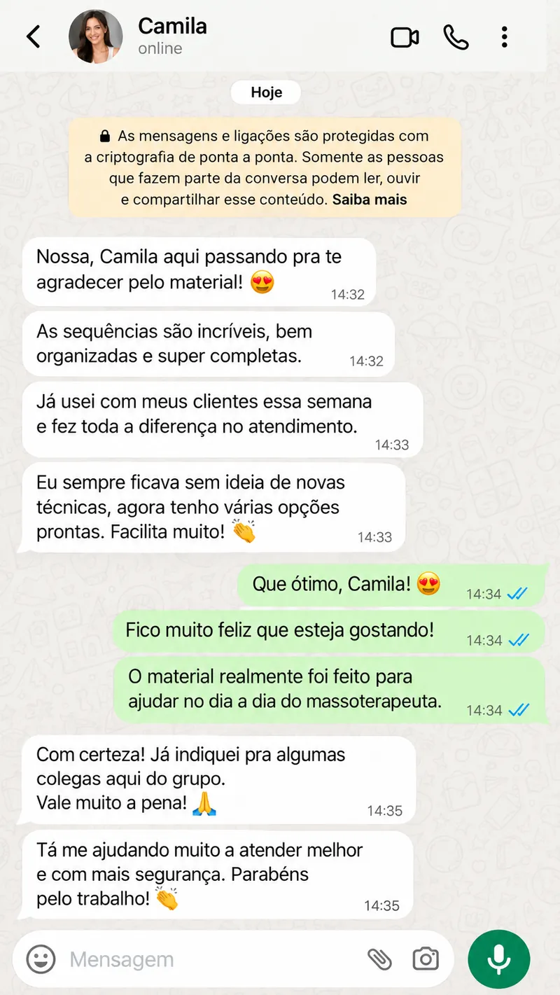 Depoimento da Camila no WhatsApp